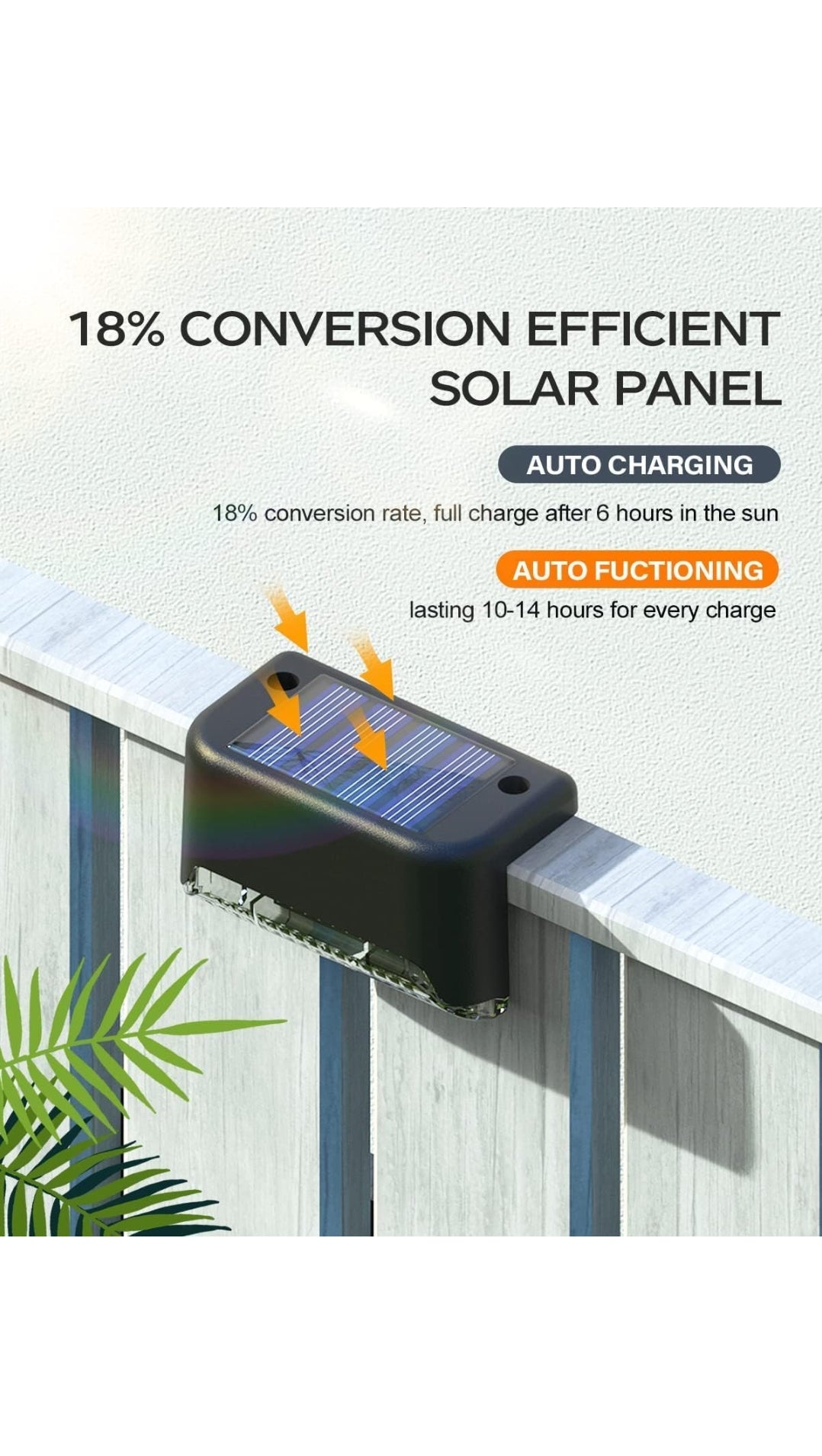 plastic Waterproof LED Solar Powered Deck Stair Outdoor Light , 4 pcs