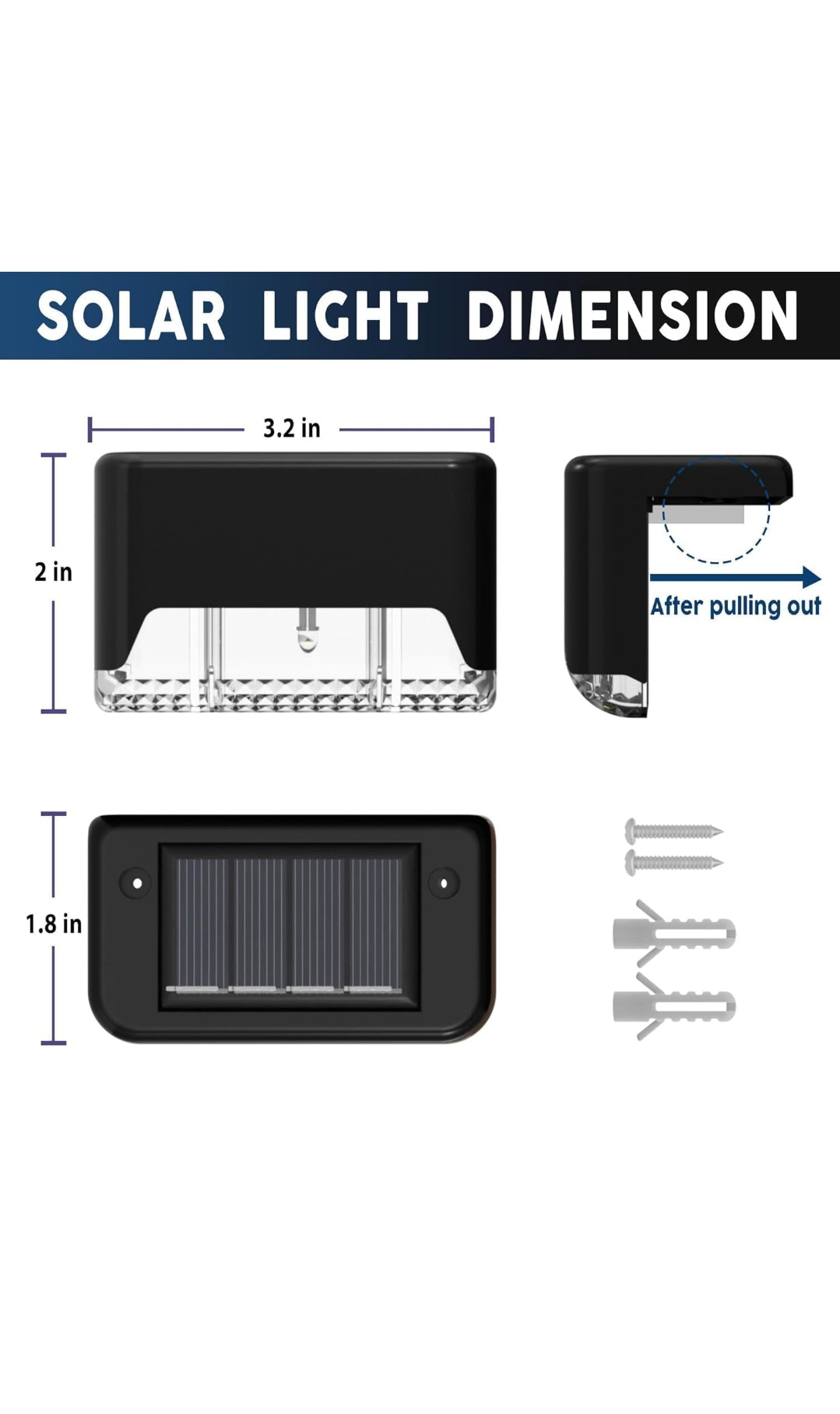 plastic Waterproof LED Solar Powered Deck Stair Outdoor Light , 4 pcs