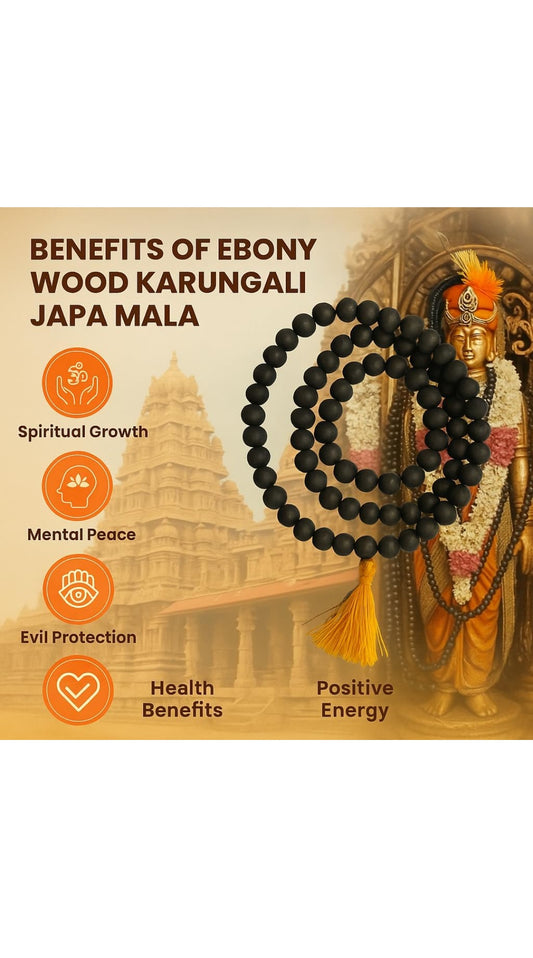 Original Karungali Mala 108 Beads Ebony Wood