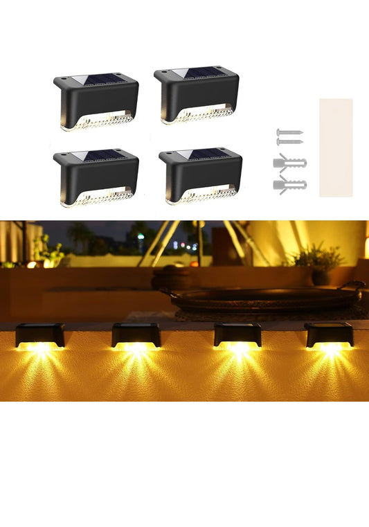 plastic Waterproof LED Solar Powered Deck Stair Outdoor Light , 4 pcs